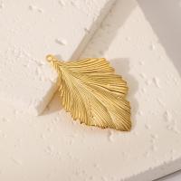 Stainless Steel Pendants 304 Stainless Steel Ginkgo Leaf Vacuum Ion Plating DIY golden Sold By PC