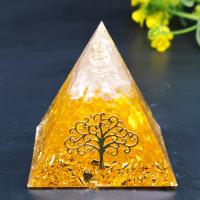 Fashion Decoration Resin with Gemstone & Brass Pyramidal gold color plated for home and office & epoxy gel Sold By PC