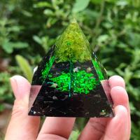 Fashion Decoration, Resin, with Obsidian & Peridot Stone & Brass, Pyramidal, plated, for home and office & different size for choice & epoxy gel, mixed colors, Sold By PC