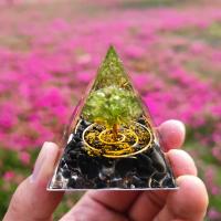 Fashion Decoration Resin with Obsidian & Peridot Stone & Brass Pyramidal plated for home and office & epoxy gel mixed colors Sold By PC