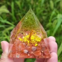 Fashion Decoration Resin with Peridot Stone & Red Agate & Brass Pyramidal plated for home and office & epoxy gel mixed colors Sold By PC