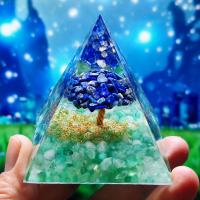 Fashion Decoration Resin with Lapis Lazuli & Green Aventurine & Brass Pyramidal plated for home and office & epoxy gel mixed colors Sold By PC
