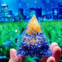 Fashion Decoration Resin with Gemstone & Brass Pyramidal plated for home and office & epoxy gel mixed colors Sold By PC