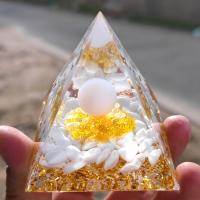 Fashion Decoration, Resin, with Gold Foil & White Porcelain, Pyramidal, for home and office & different size for choice & epoxy gel, mixed colors, Sold By PC