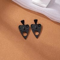 Zinc Alloy Stud Earring plated fashion jewelry & for woman & hollow black nickel lead & cadmium free Sold By Pair