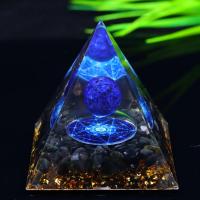 Fashion Decoration, Resin, with Obsidian & Lapis Lazuli & Gold Foil, Pyramidal, for home and office & different size for choice & epoxy gel, mixed colors, Sold By PC