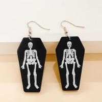 Acrylic Drop Earring stoving varnish Halloween Design & fashion jewelry & for woman black Sold By Pair