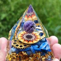 Fashion Decoration, Resin, with Gold Foil & Amethyst & Kyanite & Brass, Pyramidal, plated, for home and office & different size for choice & epoxy gel, mixed colors, Sold By PC