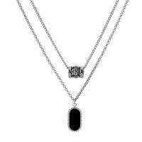 Edelstahl Schmuck Halskette, 304 Edelstahl, mit Verlängerungskettchen von 2.17inch, Doppelschicht & Modeschmuck & für den Menschen, 26x13mm, verkauft per ca. 20.87 ZollInch, ca. 24.4 ZollInch Strang