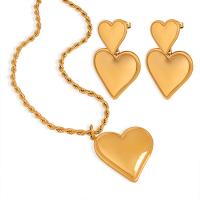 مجموعات المجوهرات, التيتانيوم الصلب, قلب, مجوهرات الموضة & أنماط مختلفة للاختيار & للمرأة, المزيد من الألوان للاختيار, necklace:20*21mm,Earrings:20*32mm, طول تقريبا 19.69 بوصة, تباع بواسطة PC