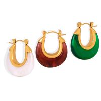 Boucle d'oreille Acier Titane, avec résine, bijoux de mode & pour femme, plus de couleurs à choisir, Vendu par paire