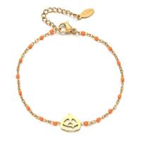 Stainless Steel Jewelry Bracelet 304 Stainless Steel with 4cm extender chain Pumpkin Vacuum Ion Plating fashion jewelry & Unisex & enamel Length Approx 16 cm Sold By PC