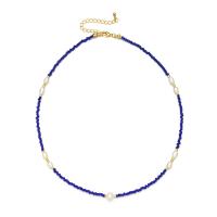 Glass Seed Beads Necklace Seedbead with Freshwater Pearl & Zinc Alloy with 5cm extender chain gold color plated Bohemian style & for woman Length Approx 45 cm Sold By PC