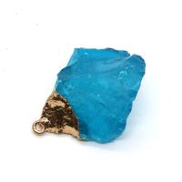 Pendentifs quartz naturel, disthène, avec laiton, Irrégulière, Placage de couleur d'or, DIY, bleu, Length about 25-40mm,Hight about 35-50mm, Vendu par PC