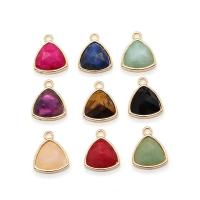 Gemstone Pendants Jewelry Natural Stone with Brass Triangle gold color plated DIY Sold By Strand