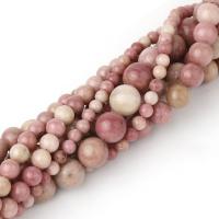Rhodonit Perlen, rund, poliert, DIY & verschiedene Größen vorhanden, Rosa, verkauft per ca. 38 cm Strang