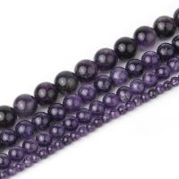 Natural Amethyst Beads Round polished DIY purple Sold Per Approx 38 cm Strand