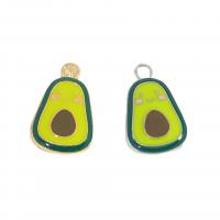 Tibetan Style Enamel Pendants, Avocado, plated, DIY, more colors for choice, nickel, lead & cadmium free, 19.60x12.80x2.20mm, Approx 300PCs/Bag, Sold By Bag
