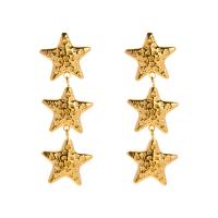 Stainless Steel Drop Earring 304 Stainless Steel Star plated fashion jewelry golden Sold By Pair