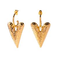 Edelstahl Tropfen Ohrring, 304 Edelstahl, Herz, plattiert, Modeschmuck, goldfarben, 25x43.40mm, verkauft von Paar