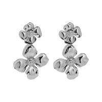 Stainless Steel Drop Earring, 304 Stainless Steel, Flower, plated, fashion jewelry, silver color, 40x62.10mm, Sold By Pair