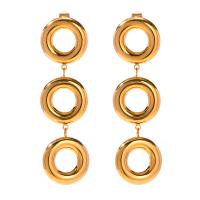 Stainless Steel Drop Earring, 304 Stainless Steel, Round, plated, fashion jewelry, golden, 15.30x54mm, Sold By Pair