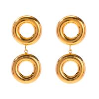 Stainless Steel Drop Earring, 304 Stainless Steel, Round, plated, fashion jewelry, golden, 15.30x35mm, Sold By Pair