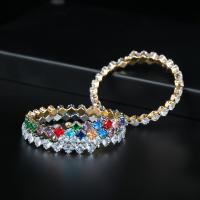 Bracelets en laiton, bijoux de mode & pavé de micro zircon & pour femme, plus de couleurs à choisir, protéger l'environnement, sans nickel, plomb et cadmium, Longueur Environ 19.8 , Vendu par PC