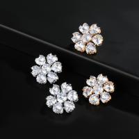 Cubic Zirconia Micro Pave Brass Earring, Flower, fashion jewelry & micro pave cubic zirconia & for woman, more colors for choice, nickel, lead & cadmium free, 26x24mm, Sold By Pair