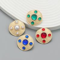 Tibetan Style Stud Earring, with Resin, Round, fashion jewelry & for woman, more colors for choice, nickel, lead & cadmium free, 28x29mm, Sold By Pair