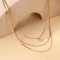 Collar de Aleación de Zinc, con 7cm extender cadena, tres capas & Joyería & para mujer, dorado, libre de níquel, plomo & cadmio, longitud:aproximado 40 cm, aproximado 44.5 cm, aproximado 46 cm, Vendido por UD