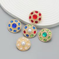 Zinc Alloy Stud Earring with Resin & Plastic Pearl Round fashion jewelry & for woman nickel lead & cadmium free Sold By Pair