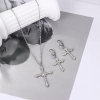 Zink Alloy Jewelry Sets, Cross, mode smycken & för kvinna & med strass, nickel, bly och kadmium gratis, Säljs av Ställ