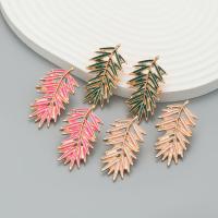 Tibetan Style Stud Earring, Leaf, fashion jewelry & for woman & enamel, more colors for choice, nickel, lead & cadmium free, 43x24mm, Sold By Pair