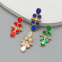 Tibetan Style Stud Earring, with Resin, fashion jewelry & for woman, more colors for choice, nickel, lead & cadmium free, 39x22mm, Sold By Pair