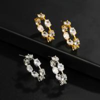 Cubic Zirconia Micro Pave Brass Earring, fashion jewelry & micro pave cubic zirconia & for woman, more colors for choice, nickel, lead & cadmium free, 32x31mm, Sold By Pair
