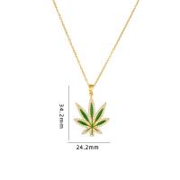 Cubic Zircon Micro Pave Brass Necklace, with 304 Stainless Steel, with 5CM extender chain, Maple Leaf, plated, micro pave cubic zirconia & for woman & enamel, more colors for choice, Length:Approx 40 cm, Sold By PC