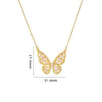 Cubic Zircon Micro Pave Brass Necklace, with 304 Stainless Steel, with 5CM extender chain, Butterfly, plated, micro pave cubic zirconia & for woman, more colors for choice, Length:Approx 40 cm, Sold By PC