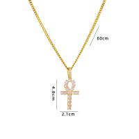 Cubic Zircon Micro Pave Brass Necklace, with 304 Stainless Steel, with 5CM extender chain, Cross, plated, micro pave cubic zirconia & for woman, more colors for choice, Length:Approx 40 cm, Sold By PC