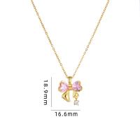 Cubic Zircon Micro Pave Brass Necklace, with 304 Stainless Steel, with 5CM extender chain, Bowknot, plated, micro pave cubic zirconia & for woman, more colors for choice, Length:Approx 40 cm, Sold By PC