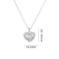 Cubic Zircon Micro Pave Brass Necklace, with 304 Stainless Steel, with 5CM extender chain, Heart, plated, micro pave cubic zirconia & for woman, more colors for choice, Length:Approx 40 cm, Sold By PC