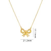 Cubic Zircon Micro Pave Brass Necklace, with 304 Stainless Steel, with 5CM extender chain, Bowknot, plated, micro pave cubic zirconia & for woman, more colors for choice, Length:Approx 40 cm, Sold By PC
