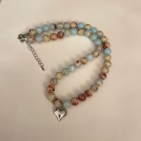Cink Alloy nakit ogrlice, s Staklene perle, modni nakit, više boja za izbor, nikal, olovo i kadmij besplatno, Prodano By PC