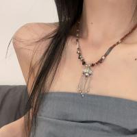 Zinc Alloy Jewelry Necklace with Glass Beads fashion jewelry & for woman nickel lead & cadmium free Sold By PC