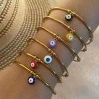 Bracelet Evil Eye bijoux, Acier inoxydable 304, bijoux de mode & pour femme & émail, plus de couleurs à choisir, Diamètre intérieur:Environ 60x50mm, Vendu par PC