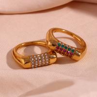 Rhinestone Stainless Steel Finger Ring, 316L Stainless Steel, 18K gold plated, fashion jewelry & different size for choice & for woman & with rhinestone, more colors for choice, Sold By PC