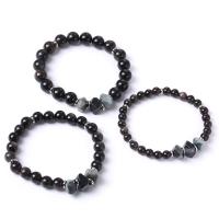 Gemstone Bracelets, Silver Obsidian, with 304 Stainless Steel, fashion jewelry & different size for choice & for man, more colors for choice, Length:Approx 18 cm, Sold By PC