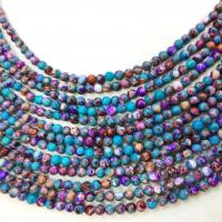 Gemstone smykker perler, Impression Jasper, Runde, poleret, du kan DIY & forskellig størrelse for valg, blandede farver, Solgt Per Ca. 38 cm Strand