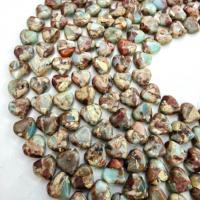 Gemstone smykker perler, Shoushan Stone, Heart, poleret, du kan DIY, blandede farver, 5x12mm, Solgt Per Ca. 38 cm Strand