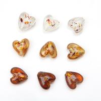Gold Foil Lampwork Beads with Gold Foil Heart DIY 16mm Sold By PC